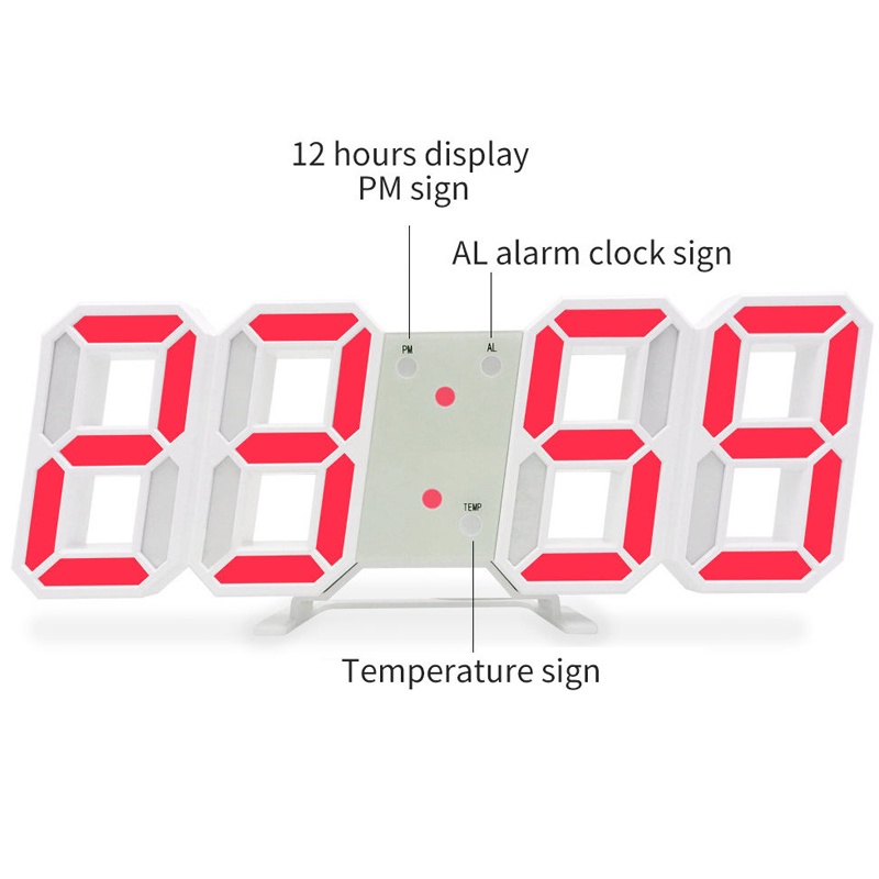 Đồng Hồ LED 3D Kỹ Thuật Số Dạ Quang Để Bàn Có Thể Điều Chỉnh Độ Sáng