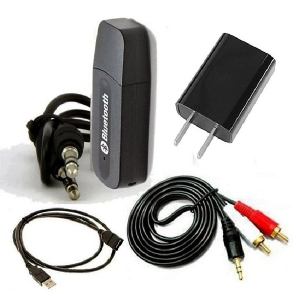 Bộ USB thu bluetooth Music Receiver cho dàn amly ra loa USB bluetooth, cáp 3.5ly ra 2 bông sen, adaptor
