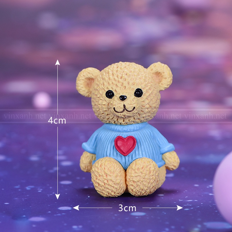Mô hình gấu teddy dễ thương làm móc khóa, DIY, trang trí bàn học, chậu cây