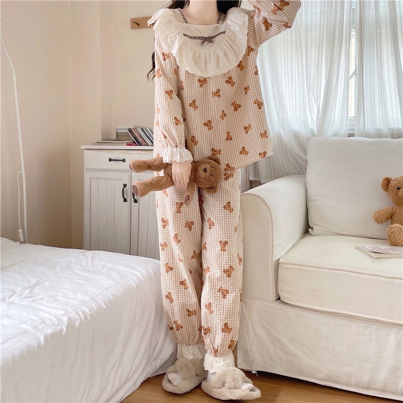 Đồ Ngủ Style Hàn Quốc_ Đồ Bộ Nữ Mặc Nhà Tiểu Thư Công Chúa Ulzzang