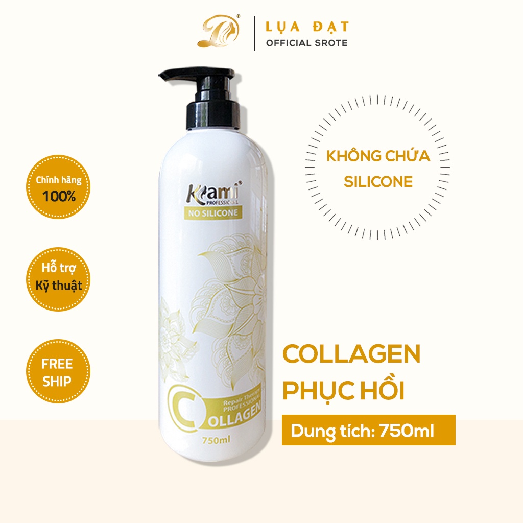 Dầu hấp xả tóc collagen KAMI phục hồi tóc hư tổn 750ml không chứa silicone