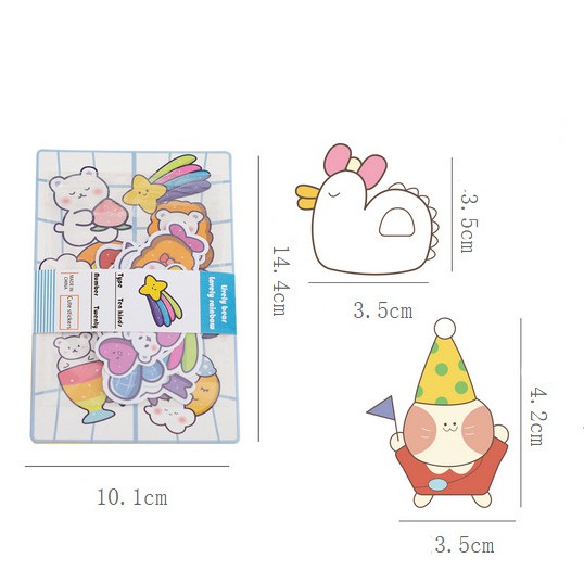 Sticker Gói Set 20 Miếng Hình Theo Chủ Đề Gấu Thỏ Kcal Trái Cây Vui Tươi | ST065