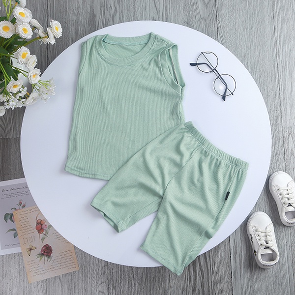 Đồ bộ sát nách bé trai Pika Kids Bộ quần áo chất liệu len tăm cho bé trai từ 10-18 kg