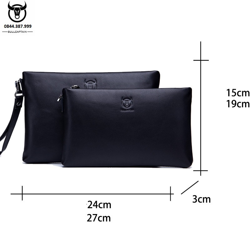 Ví cầm tay nam da bò thật clutch nam nữ cao cấp BULLCAPTAIN