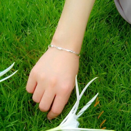 Vòng tay mạ bạc thiết kế hình giọt nước thanh lịch cá tính