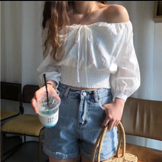 Áo croptop rút dây chun eo