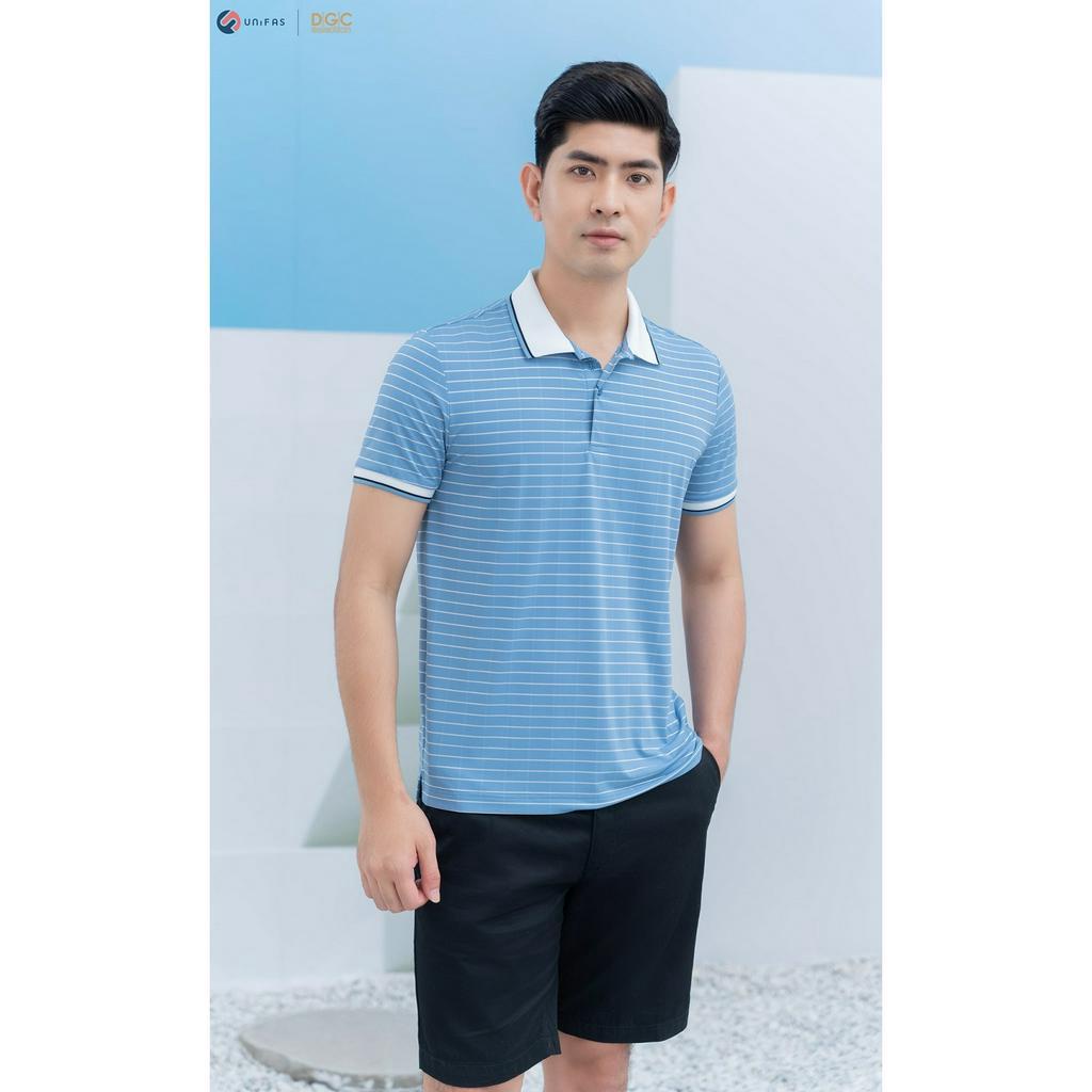 Áo Polo ngắn tay kẻ ngang DGC - SAPBC09M dáng suông, ít nhăn, thoáng khí, có co giãn nhẹ