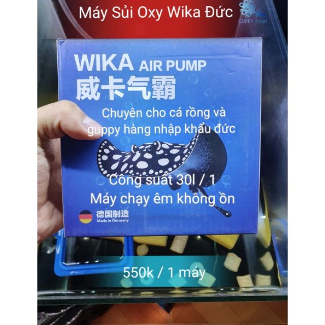 Máy Oxy Cho Hồ Cá Rồng - Wika ( Đức ) - Hàng Cao Cấp Không Ồn - Guppy Xanh