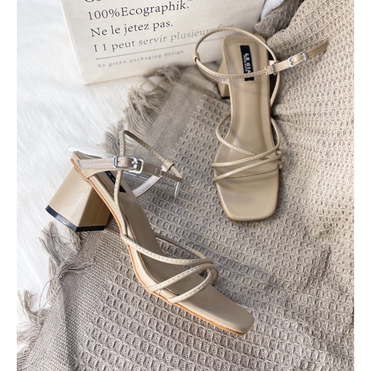 Sandal dây mảnh gót trụ 5cm