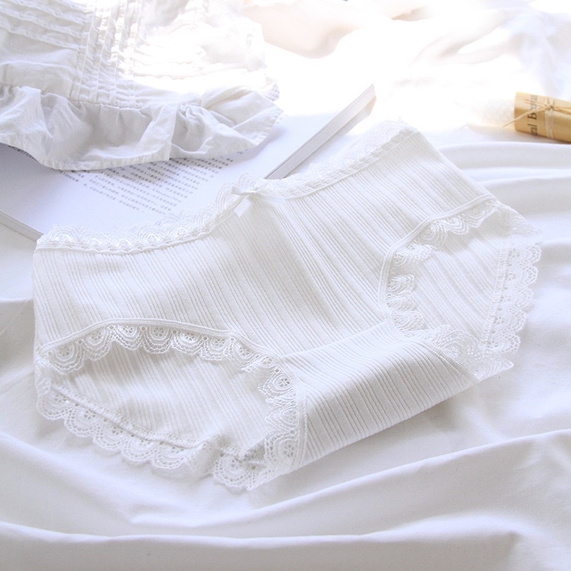 Set 5 Quần Lót Nữ Cotton Trắng Cao Cấp Tinh Khiết Cạp Nơ Xinh S11