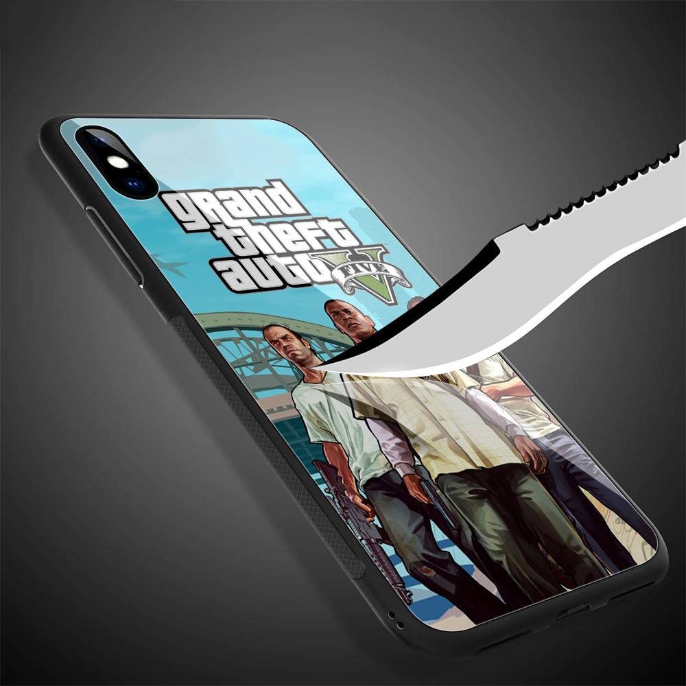Ốp Điện Thoại Kính Cường Lực Cạnh Mềm Hình Game Gta 5 Grand Theft N52 Cho Apple Iphone 11 Pro Xs Max Xr X 8 7 6 6s Plus