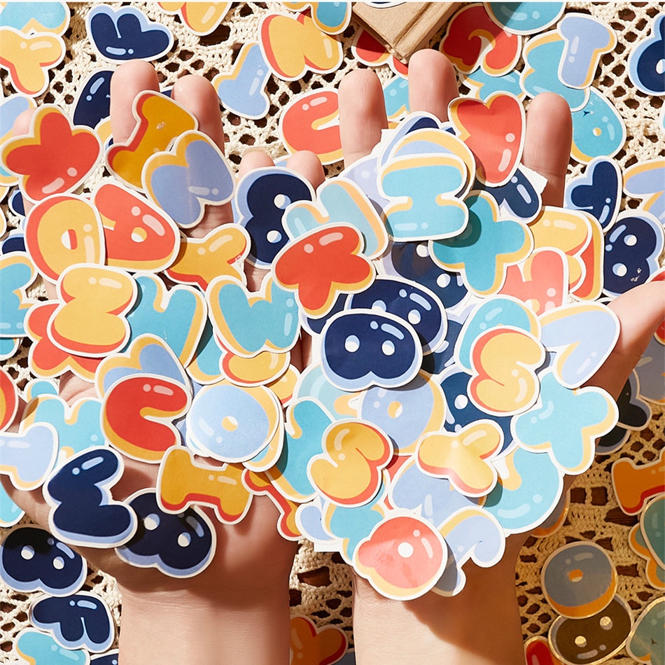 Bộ 50/52 miếng sticker IMOON hình chữ số và chữ cái dễ thương nhiều màu sắc
