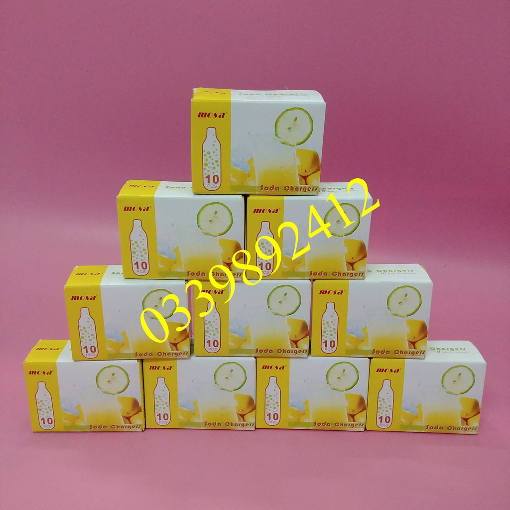 10 HỘP GAS CO2 MOSA DÙNG CHO BÌNH XỊT SODA , GAS SODA– HỘP 10 VIÊN