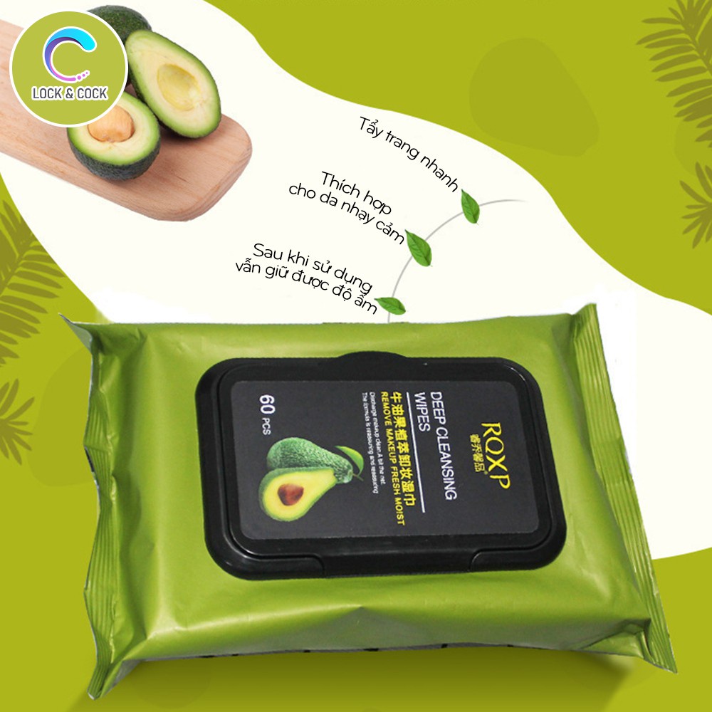 Một gói 60 tờ khăn ướt tẩy trang Bơ Avocado Deep Cleansing Wipes | BigBuy360 - bigbuy360.vn