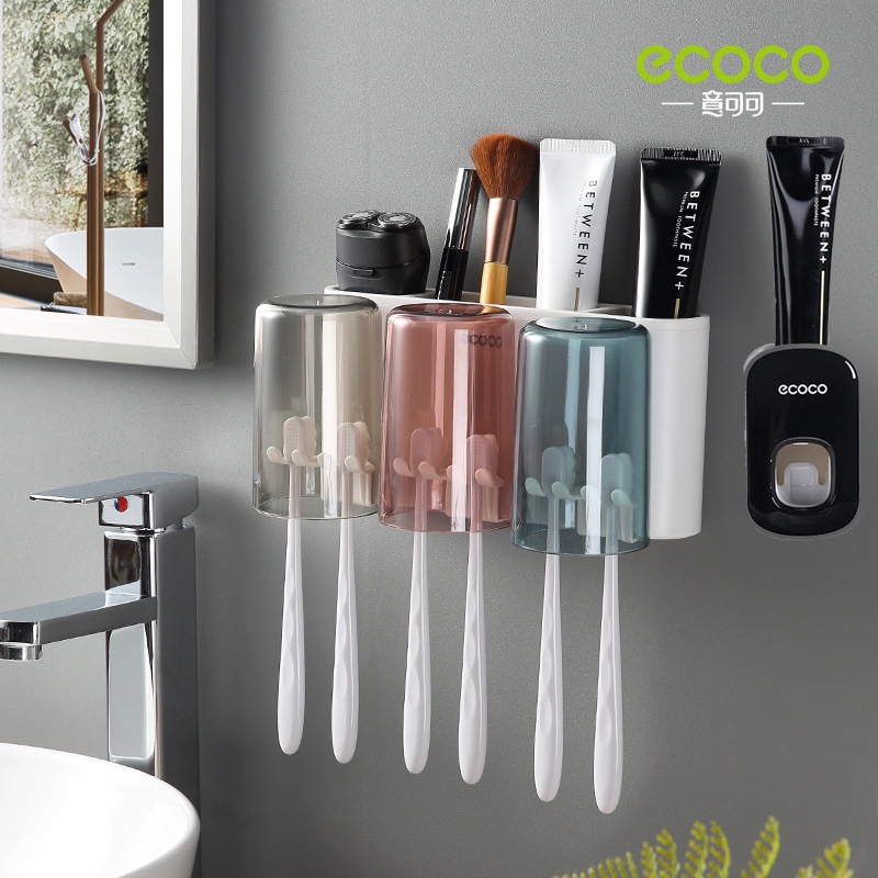 🍀Hàng chính hãng ecoco🍀Kệ đựng bàn chải, kệ nhả kem đánh răng ecoco E1922