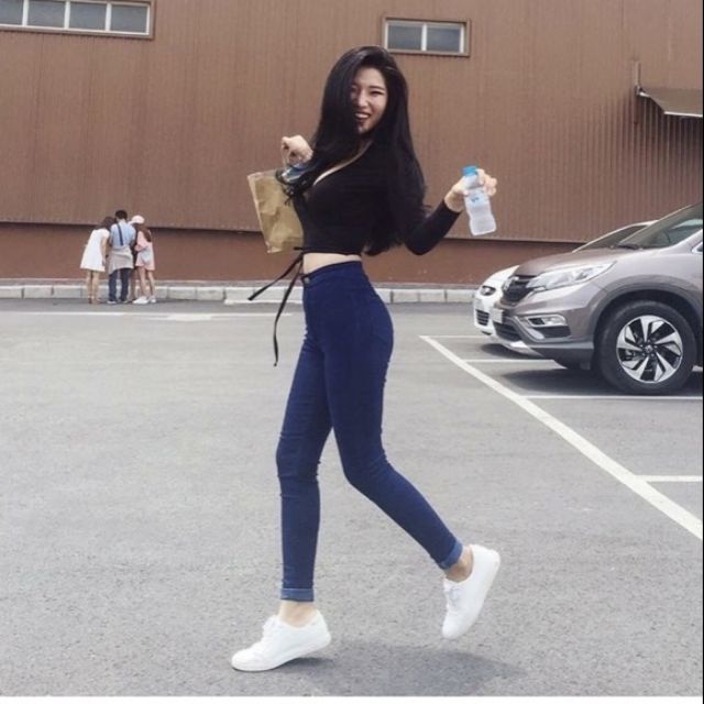 Quần jeans skinny topshop xanh đậm Vvh77