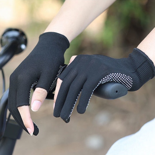 Găng Tay Lái Xe Nửa Ngón Chống Trượt Thoáng Khí Cho Nam Nữ