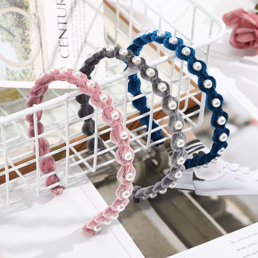 Băng đô nhung ngọc trai thời trang thu đông phong cách Hàn Quốc cho nữ