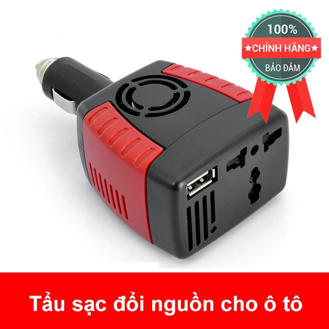 Tẩu Sạc Đổi Nguồn Ô Tô cổng USB 2.1A DC 12V sang AC 220V 150W