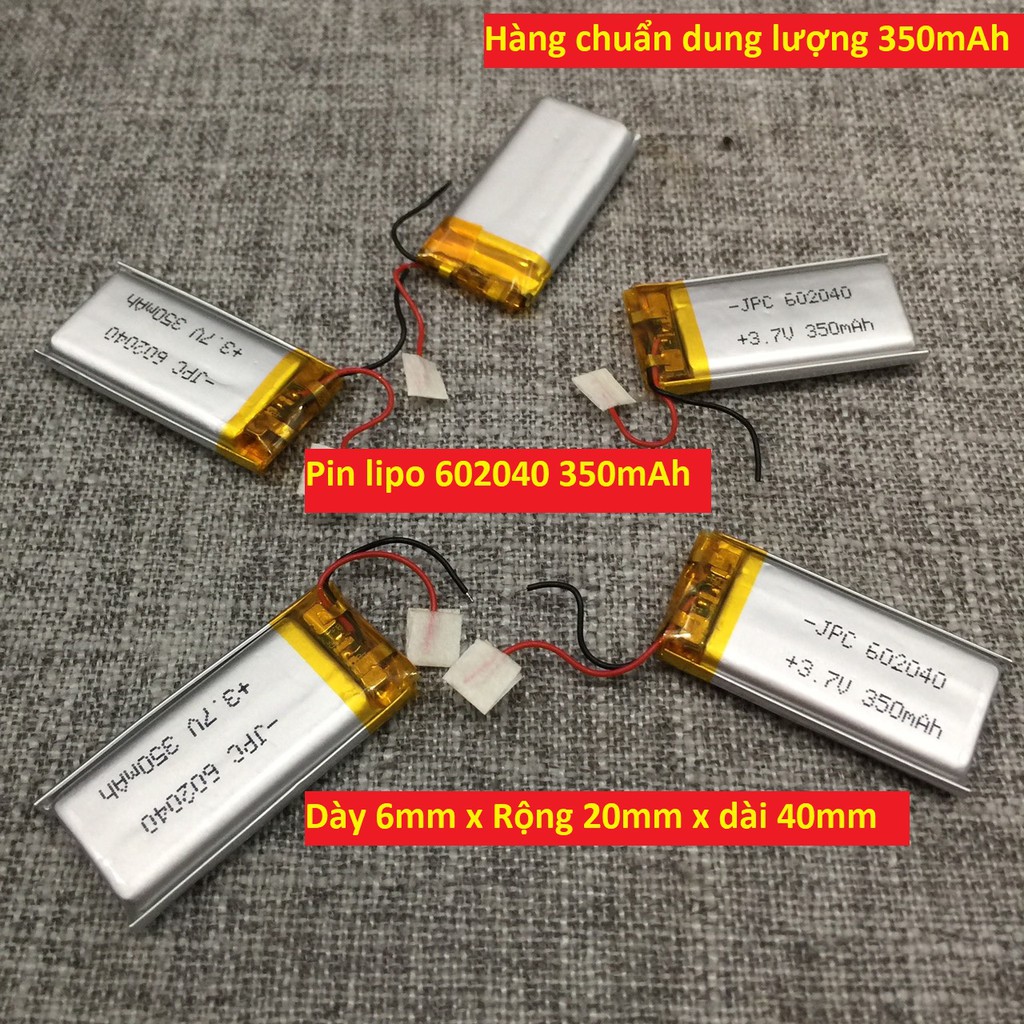 Pin lithium 602040 502040 polymer 350mAh 3.7V cho hộp sạc dock sạc tai nghe Bluetooth i7s / i12TWS tai nghe không dây