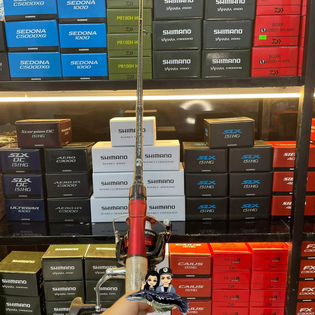 COMBO BỘ CẦN CÂU LURE LK HOÀ - CẦN, MÁY, MỒI, DÙ