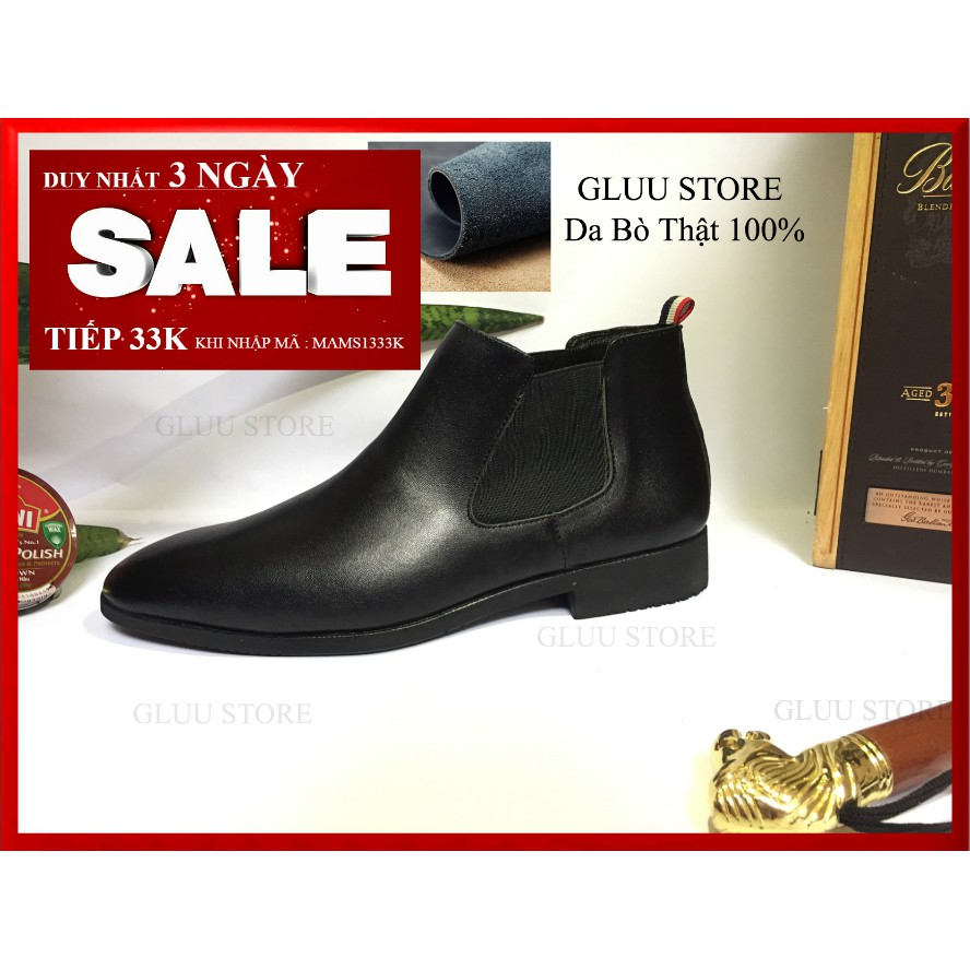 [TẶNG LÓT TĂNG CHIỀU CAO] Chelsea Boot Da Bò 100% Cổ Thấp