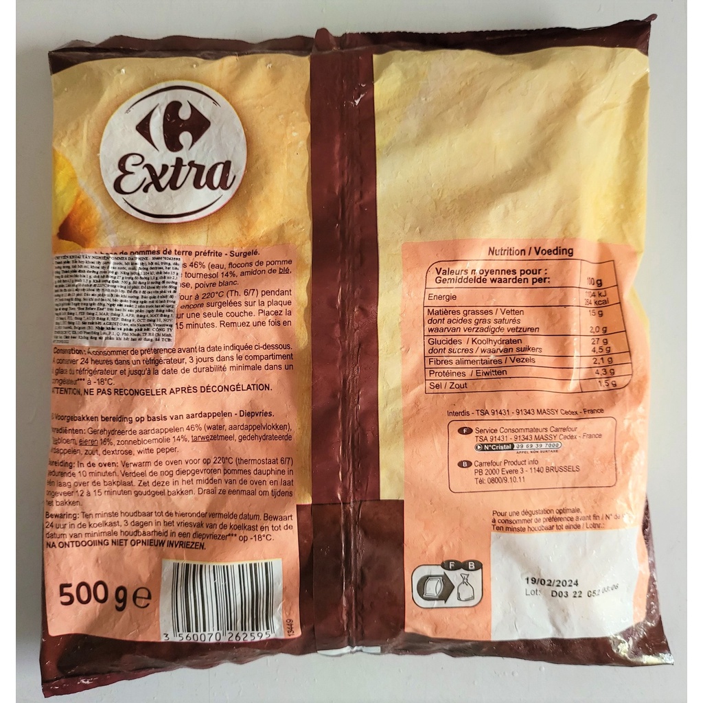 [Túi 500g] VIÊN KHOAI TÂY NGHIỀN [Belgium] DAUPHINE Mashed Potato Balls (hdl-atp)