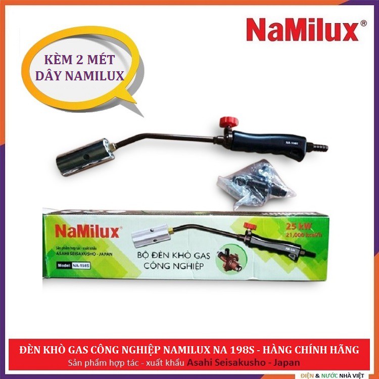 BỘ ĐÈN KHÒ GAS CÔNG NGHIỆP NAMILUX NA-198S + 2 MÉT DÂY NAMILUX -  XÀI BÌNH GAS 12 KG ( SẢN PHẨM HỢP TÁC XUẤT KHẨU )