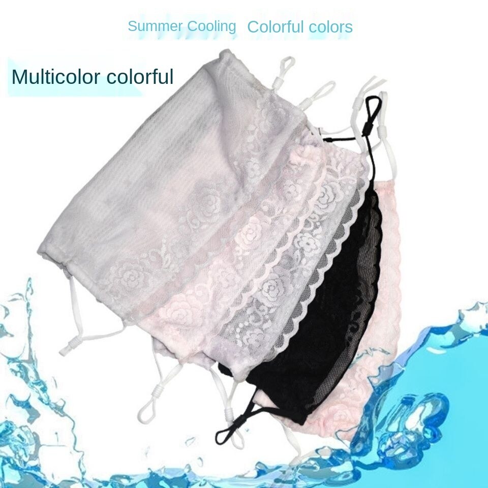 [Hàng mới về] Khẩu trang 2 lớp lụa lạnh siêu mỏng phối ren siêu mỏng siêu thoáng khí chống nắng co giãn giặt được