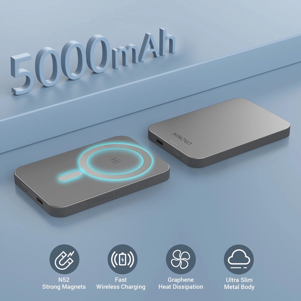 Sạc Dự Phòng Không Dây Từ Tính Sạc Nhanh Pin  MB1 - 5000mah Công Suất 15W cho iPhone 14/13/12