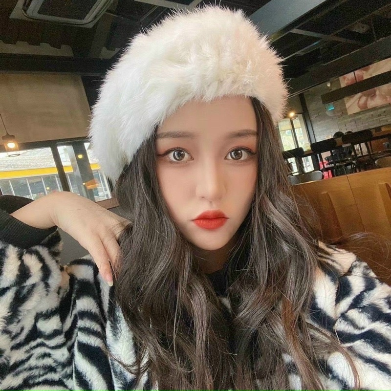Mũ nồi lông thỏ màu trắng dành cho nữ