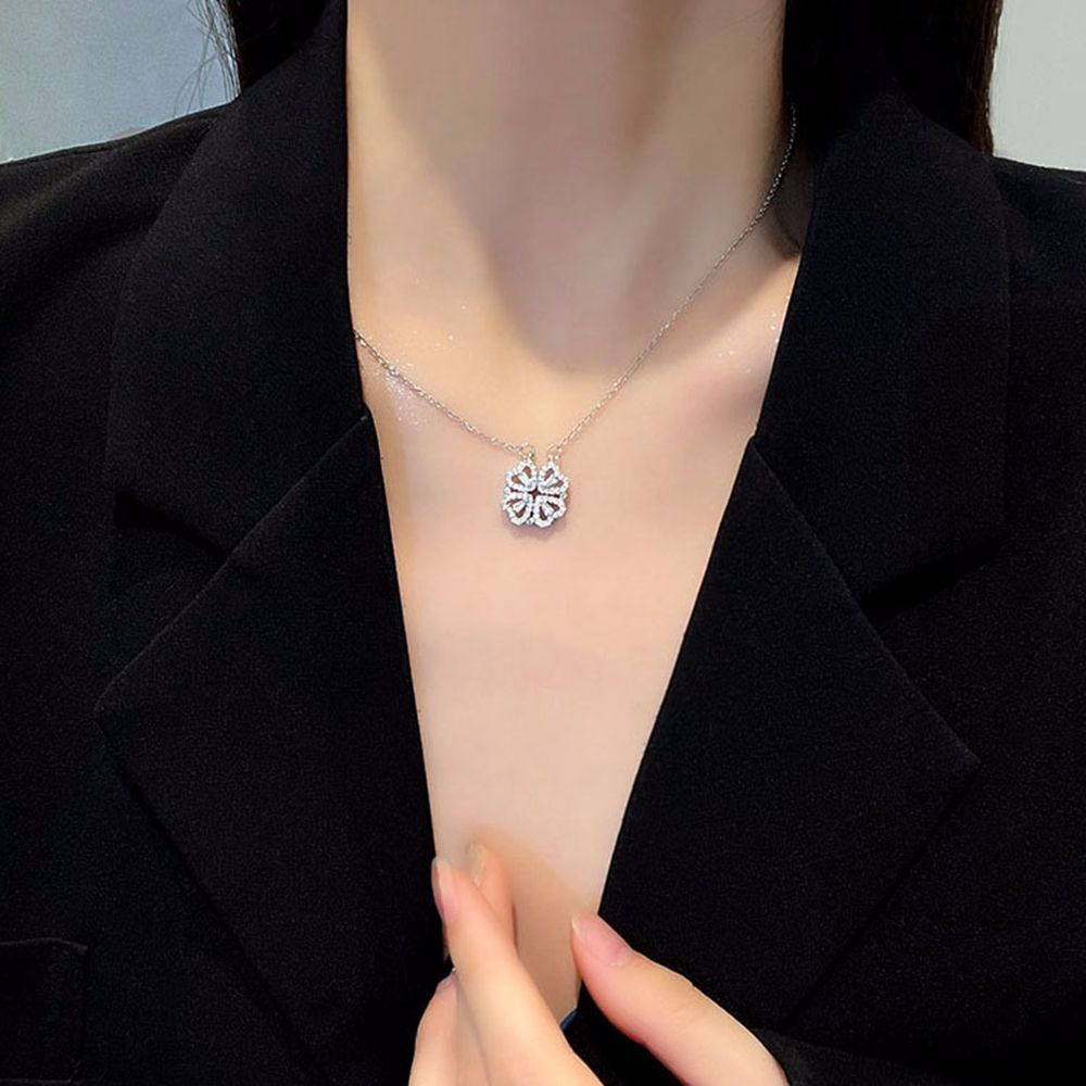 Vòng cổ mặt cỏ bốn lá may mắn kiểu hàn quốc cổ điển cho nữ