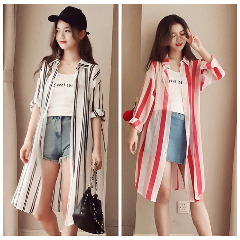 FREESHIP ĐƠN 99K_ Áo Sơ Mi Kẻ Sọc Dáng Rộng Thời Trang Cho Nữ | BigBuy360 - bigbuy360.vn