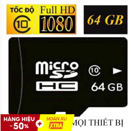 Thẻ nhớ Micro SDHC SDXC 64GB chính hãng cho máy quay phim, chụp ảnh, điện thoại,...