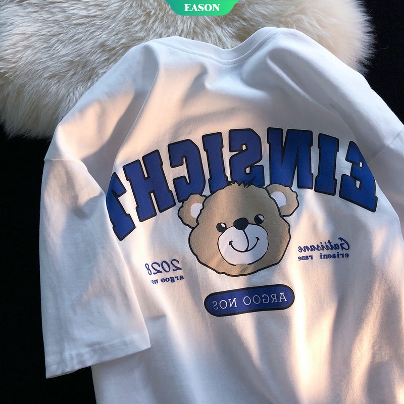 Áo Thun Tay Ngắn Cổ Tròn Dáng Rộng In Hình Gấu Hoạt Hình Dễ Thương Thời Trang 2022 Cho Cặp Đôi