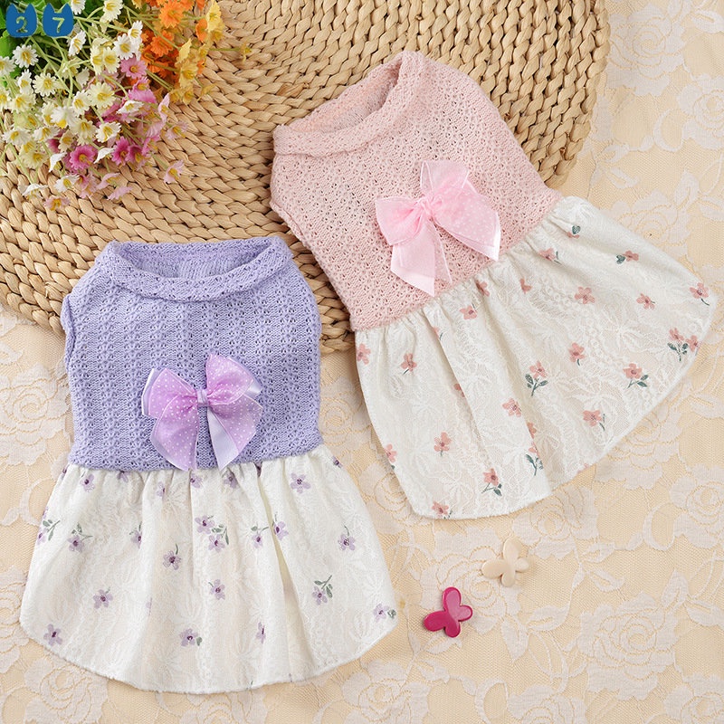 Đầm Sweater Thiết Kế Thắt Nơ Xinh Xắn Thời Trang Cho Thú Cưng 27 Tuổi
