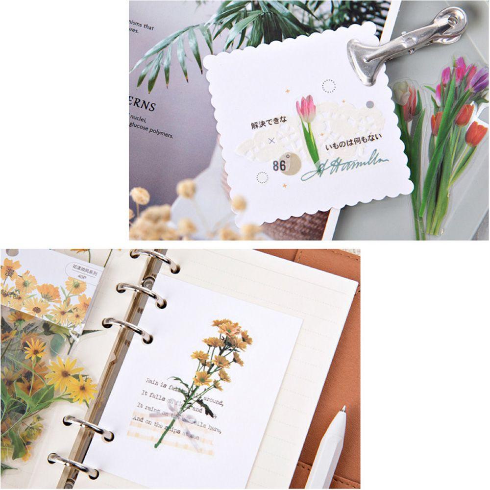 PISTA Bộ 40 Miếng Dán Hình Hoa Độc Đáo Trang Trí Sổ Tay