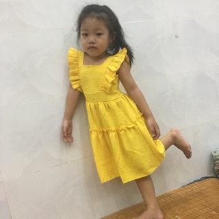 Váy đũi 2 dây bản to nhún bèo