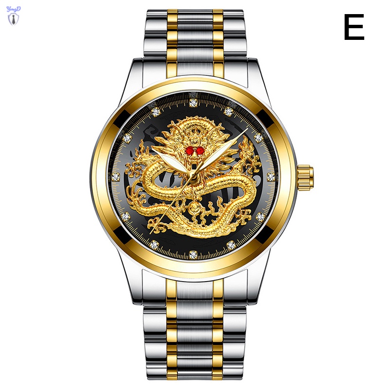 Đồng Hồ Đeo Tay Hình Rồng Vàng Chống Thấm Nước Không Cơ Khí Phù Hợp Với Nam Giới Trung Niên