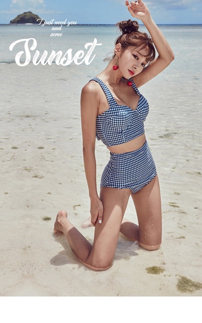 Bộ đồ bơi - bikini hoạ tiết caro trẻ trung, hiện đại