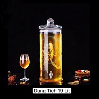 Bình ngâm rượu thủy tinh 12 lít - bình thủy tinh trụ trơn