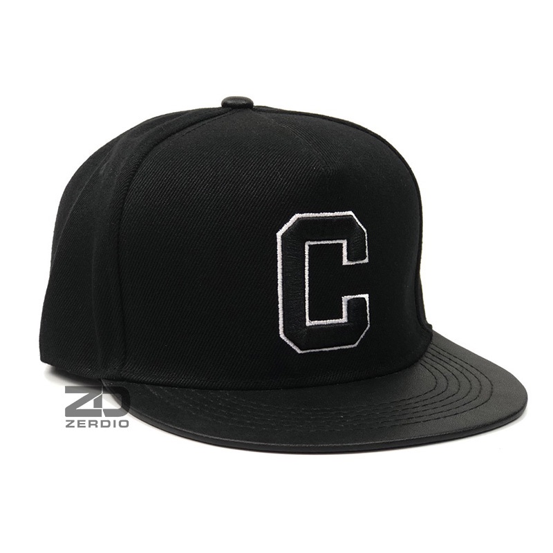 Mũ hiphop nam cao cấp, Nón Snapback chữ C mã SN59 màu đen