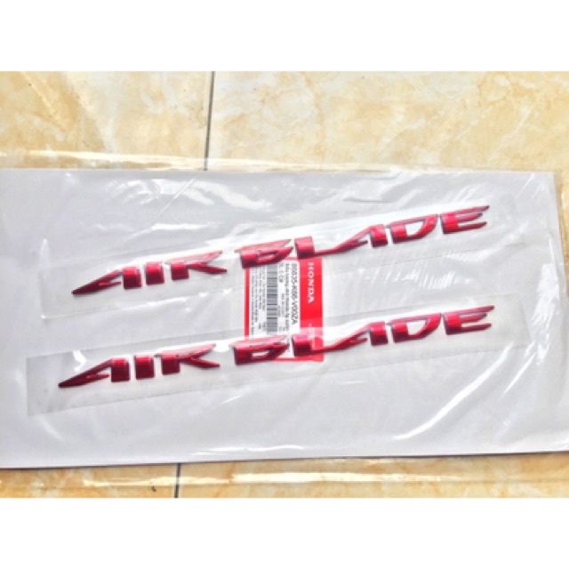Tem chữ nổi Airblade 3D Đỏ xe AB đen nhám  Zin chính hãng honda
