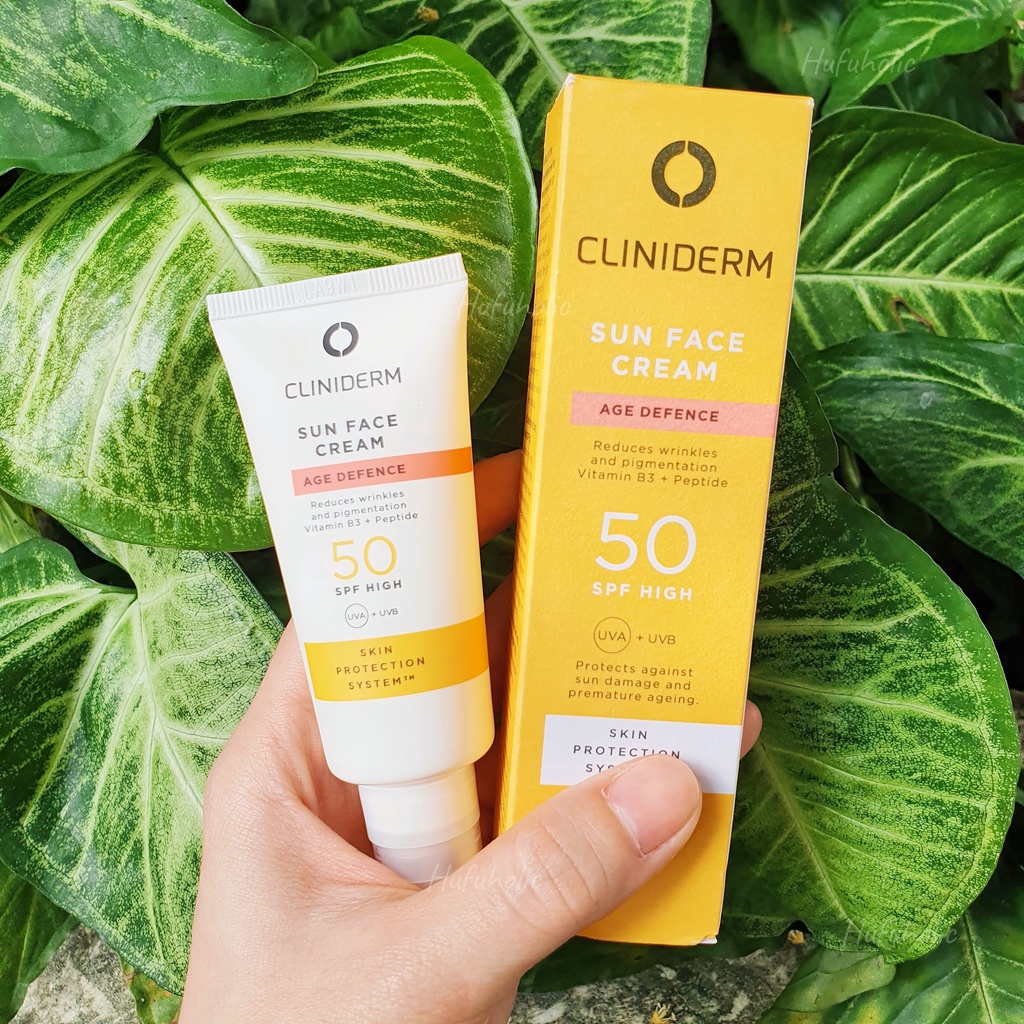 Kem chống nắng vật lí CLINIDERM kiềm dầu chống lão hóa Sun Face Fluid Light Mattifying/ Cream Age Defence CLID01 CLID02