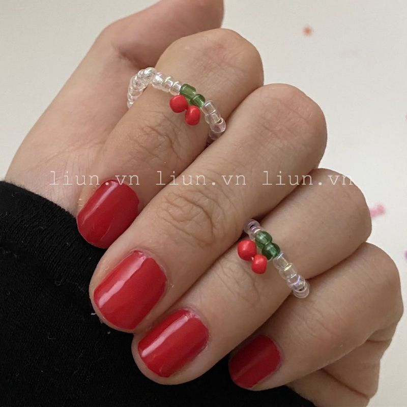 Vòng tay, nhẫn cherry cherry hạt cườm handmade