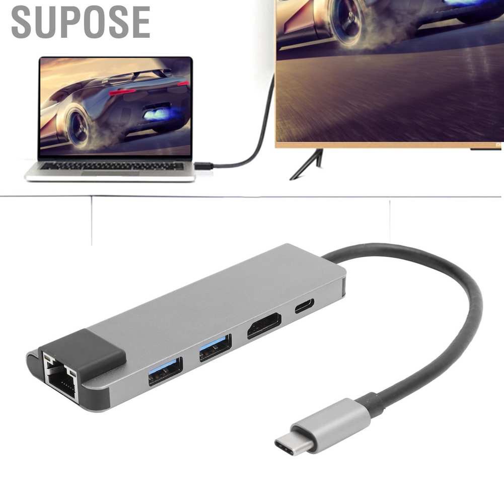 Supose 5 In 1 USB-C Hub 4K HDMI Type-C to PD RJ45 USB3.0 Adapter for iOS Samsung