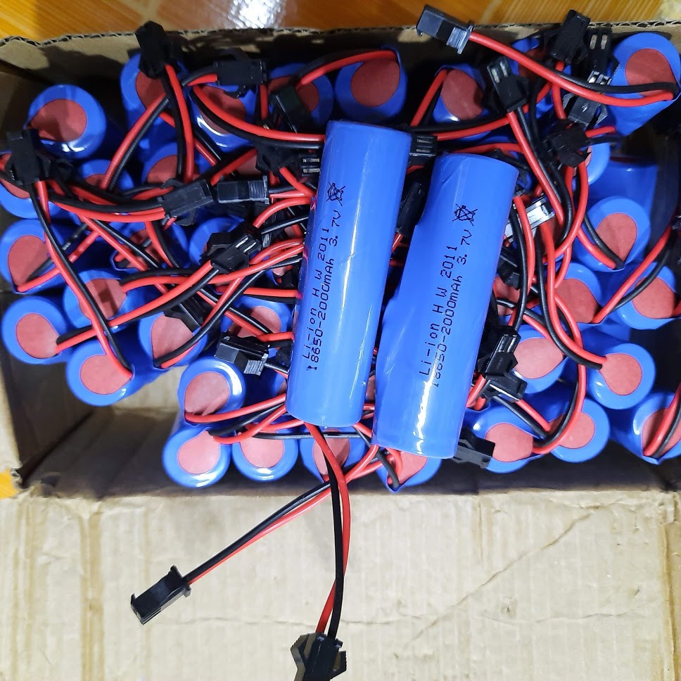 Pin sạc li-ion 3.7v 18650 dung lượng 2000mah cổng nối SM  cho xe điều khiển từ xa đồ chơi trẻ em