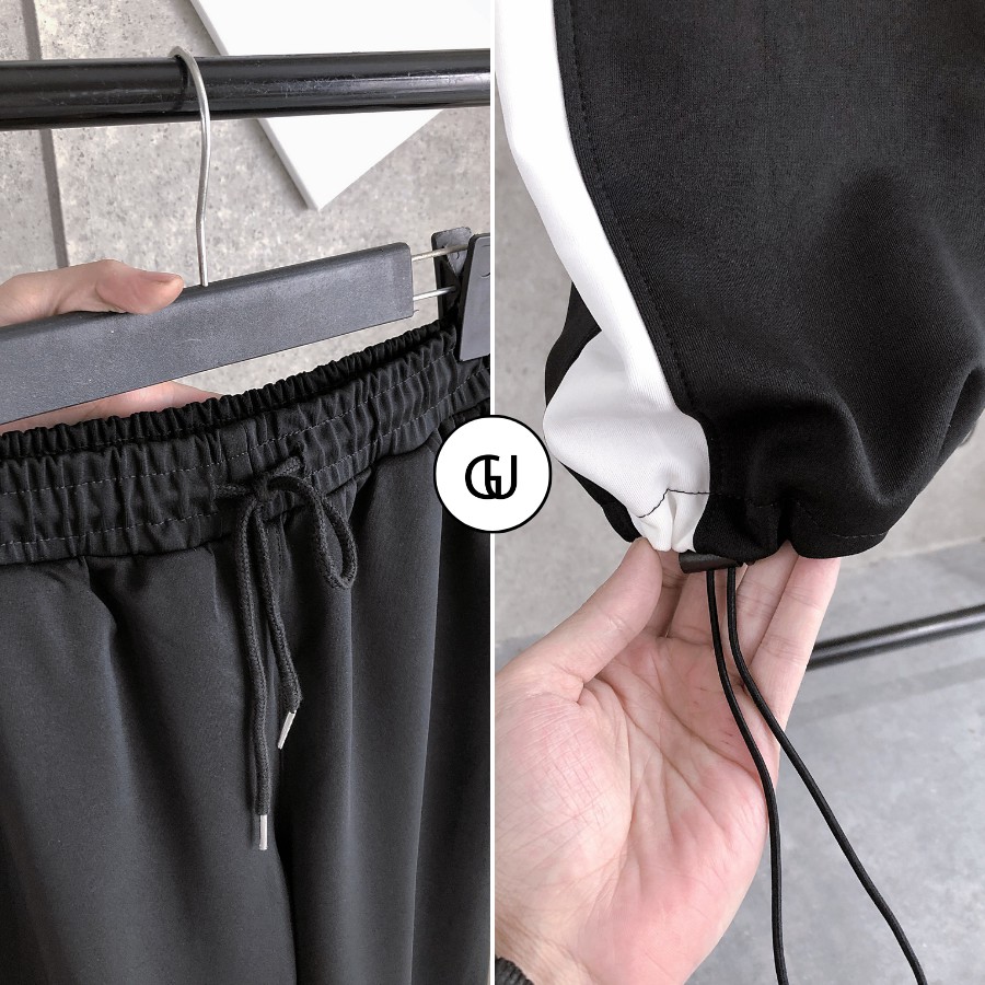 Quần Jogger Nam Nữ Form Jogger Suông Rộng 1 Sọc, Thiết Kế 2 Dáng Có Thể Để Ống Xuông Hoặc Rút Dây Bo Gấu GUF