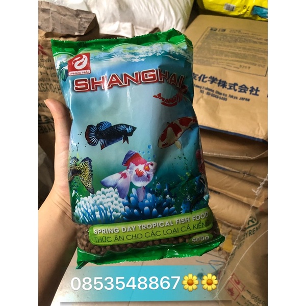 Cám cá Shanghai 500g , 100g Thức ăn cho cá kiểng lên màu đủ sĩ