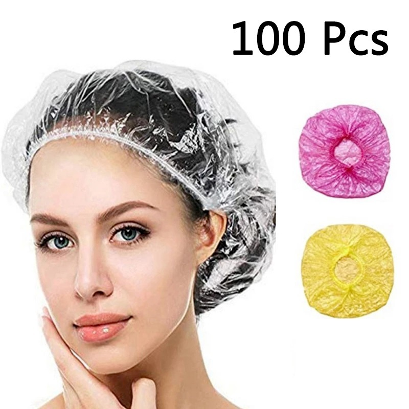 Set 100 mũ tắm trong suốt co giãn sử dụng một lần tiện lợi